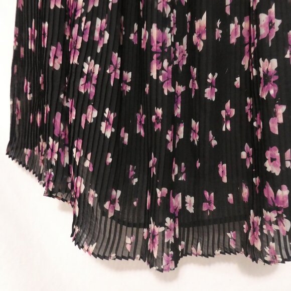 XAI | large | Strapless Fully Lined Sheer Black Floral Dress | Purple Flowers - Picture 7 of 16